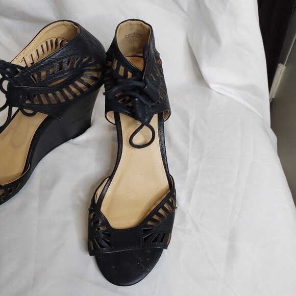 Black Tie-Up Wedge - Size 8.5 - Picture 2 of 7